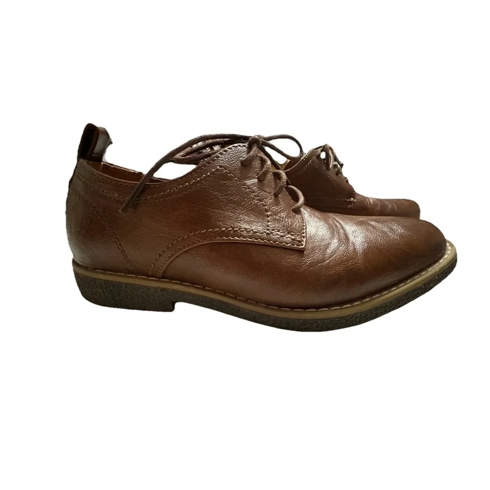 Deer Stags Zander Boys 5M Brown Faux Leather‎ Oxford Dress Shoes Memory Foam